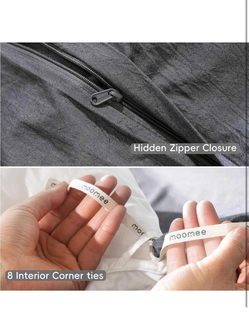 NEW MooMee Duvet Cover Set 100% Washed Cotton Linen Like Oversized Queen